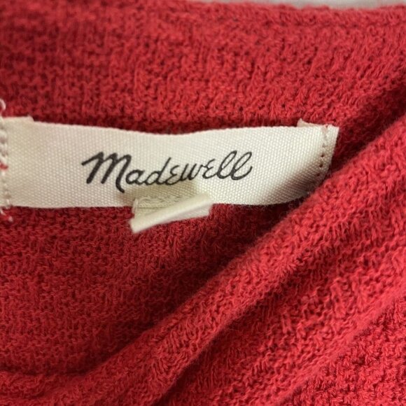 Madewell Woman’s Red Puff Sleeve Peplum Textured Top Size XS - Picture 4 of 7